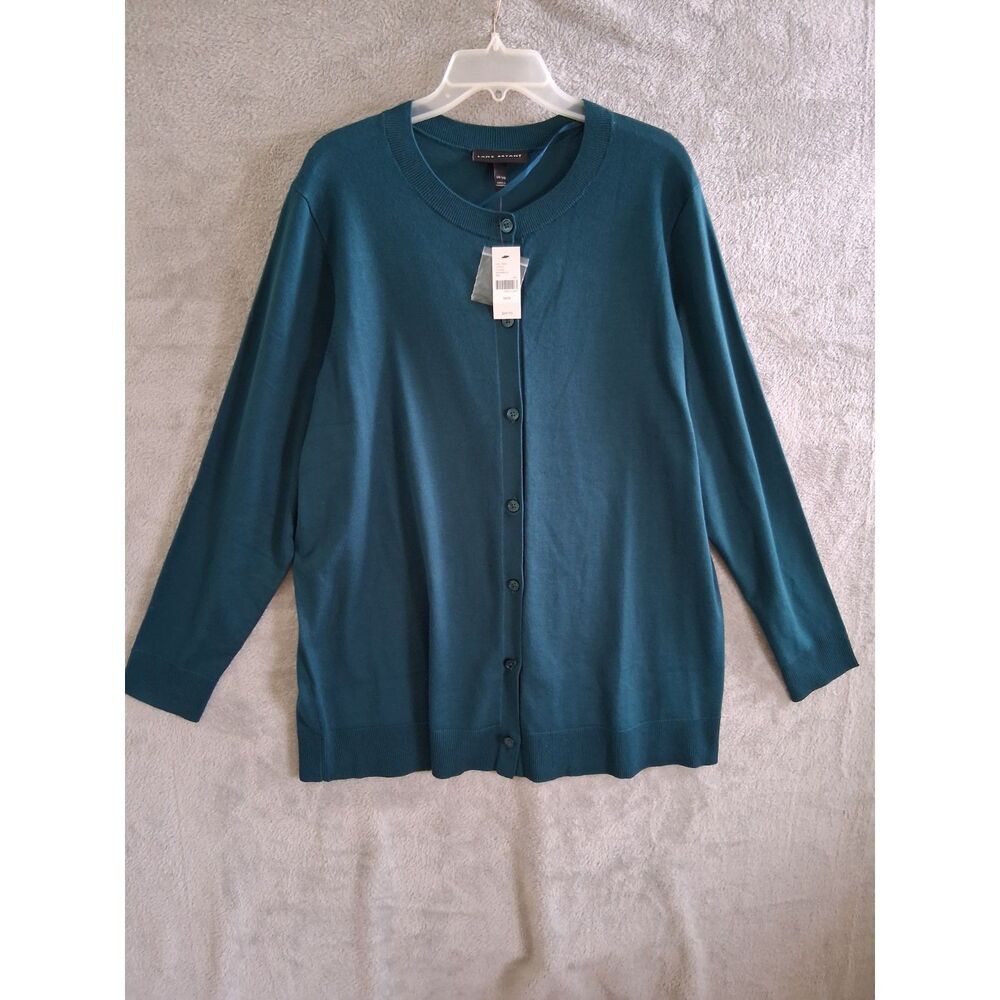 Lane Bryant Cardigan Sz 18‎ Dark Forrest Green Academia Preppy Office Casual New